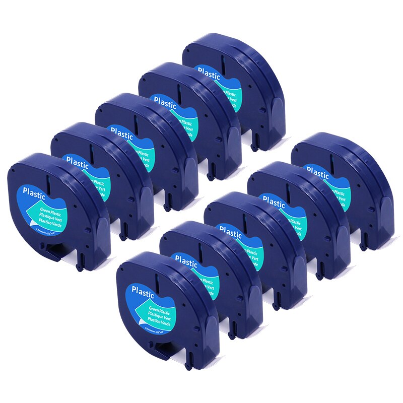 Cintas de etiquetas para Dymo LetraTag LT, 91200, 91330, 10697, 91220, 59421, S0721510, color negro sobre blanco, paquete de 10 Uds.: A91204