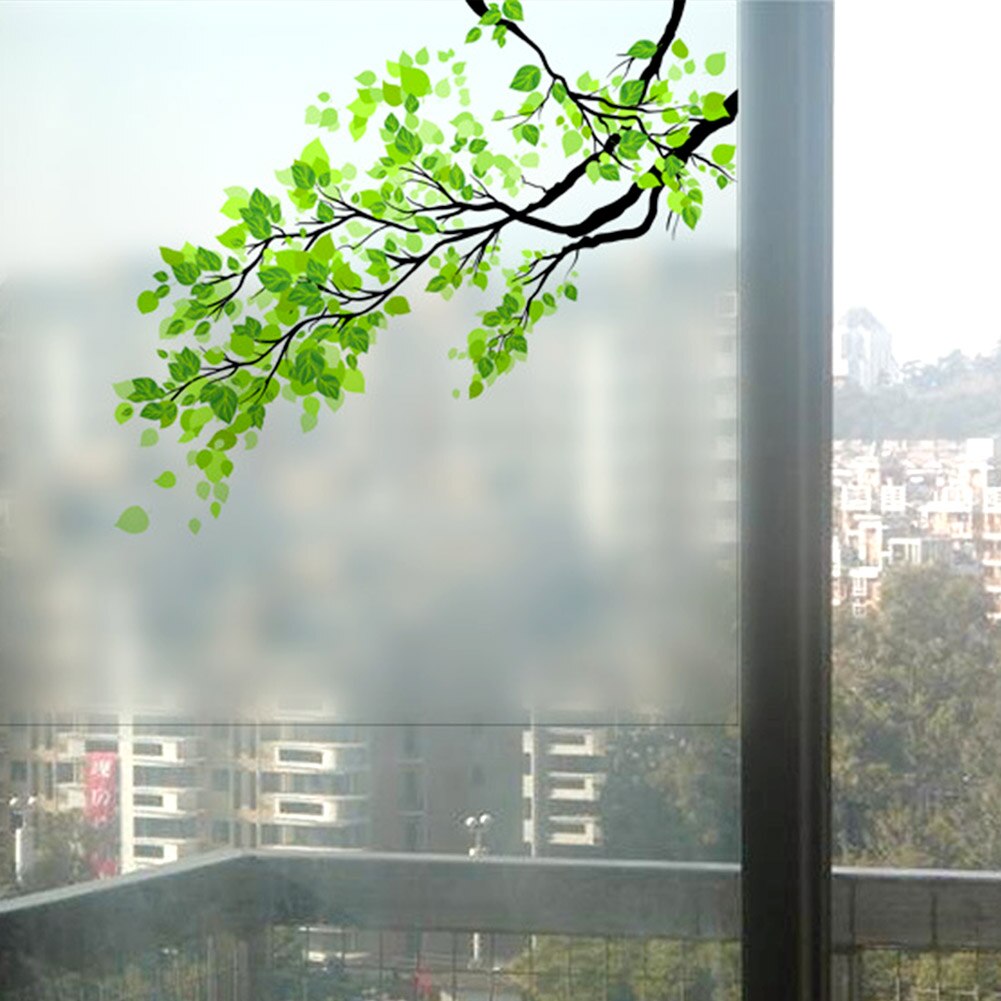 Decoração de casa filme de cerâmica ramo pvc folha verde parede diy fosco porta janela vidro adesivo
