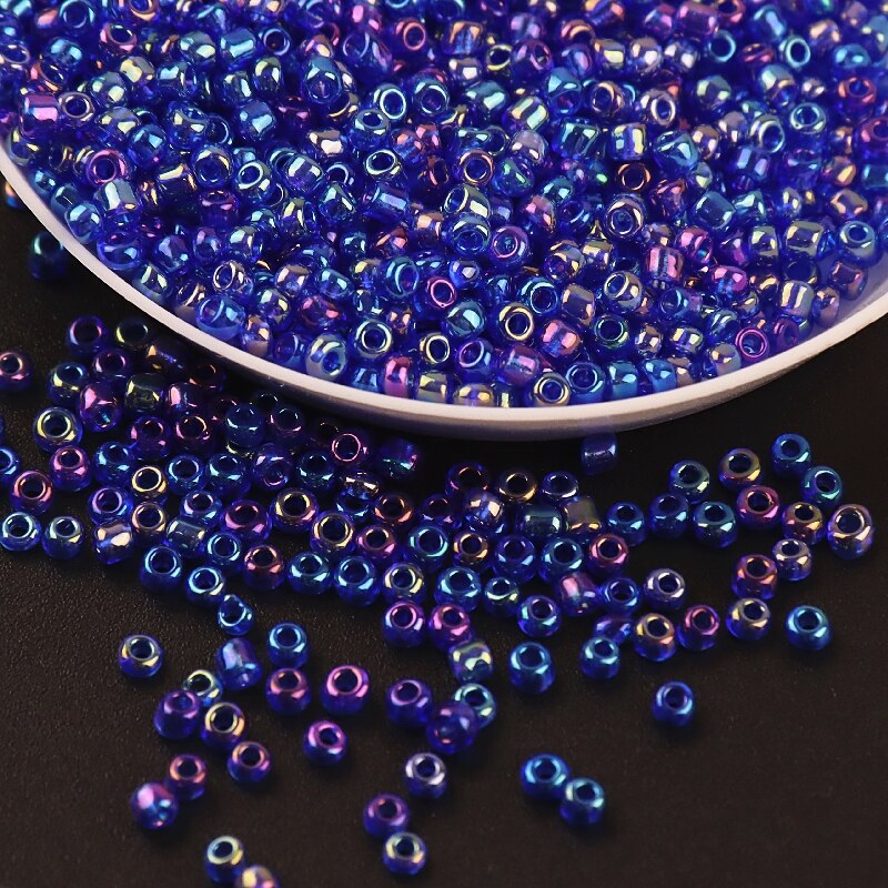 720Stck 2mm 12/0 AB Klar Farbe Runde transparent verlieren Abstandshalter Perlen Cezch Glas Samen Perlen Handgemachten Schmuck DIY Kleidungsstück Perlen: 153 AB königlich Blau