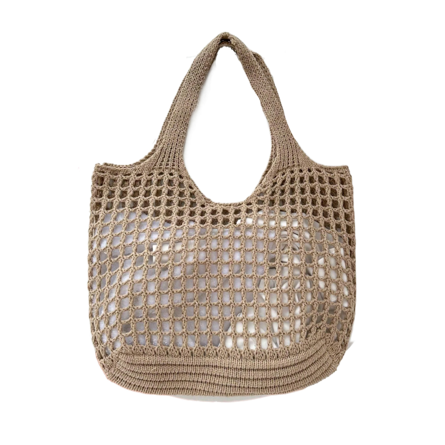 Bolsa tote feminina de crochê, bolsa de praia vazada, grande capacidade, moda de malha, cor sólida, bolsa de compras simples para viagens e férias: Preto