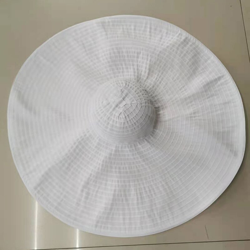 Chapeau en tissu à Large bord de 70CM pour femmes, surdimensionné et pliable, idéal pour la plage ou les voyages, à la: cream white