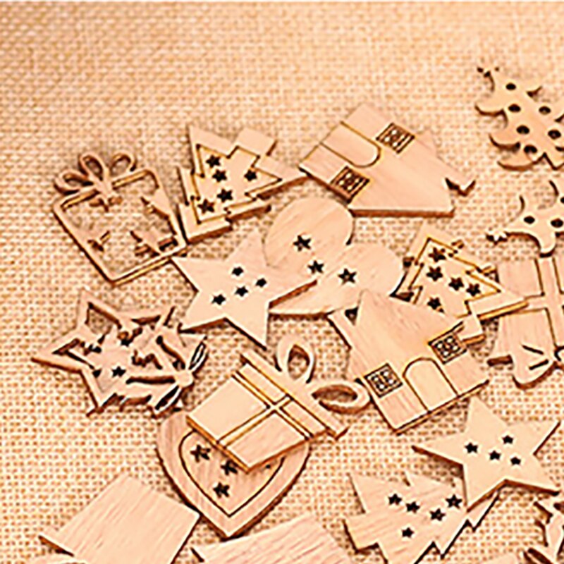 25Pcs Diy Christmas Tag Hout Kerstboom Ornamenten Hangers Voor Kerst Decoratie Ambachten