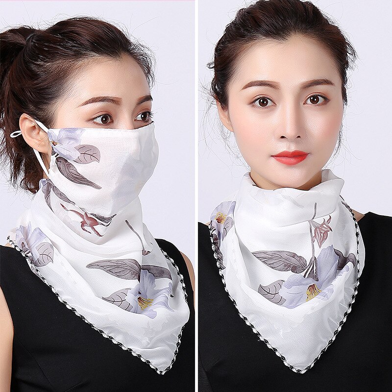 Rooxin Women Face Scarf Bandana with Ear Loops Outdoor Sport Cycling Face Mask Sun Protection Mask Neck Scarf for Hiking Camping: Type 5