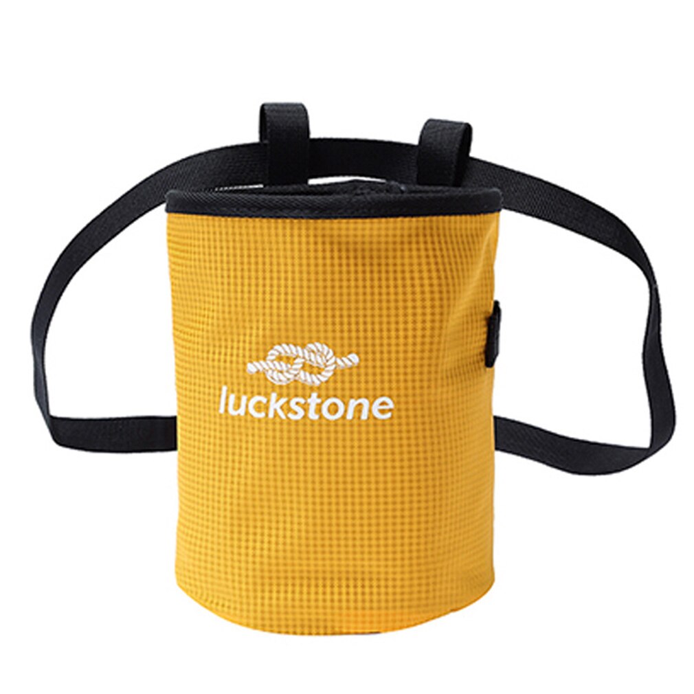 Outdoor chalkbag boulderen klimmen rots klimmers tas met trekkoord sluiting verstelbare riem: Geel