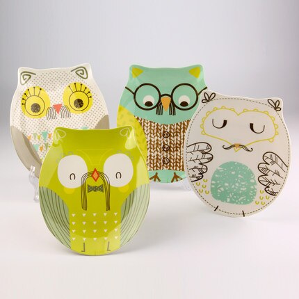 Talerz taca śniadaniowa ciemny suma płyta i kreatywne kreskówki sowa przekąnarty talerz talerz na owoce ozdobny talerz załadowany cztery darmowa wysyłka