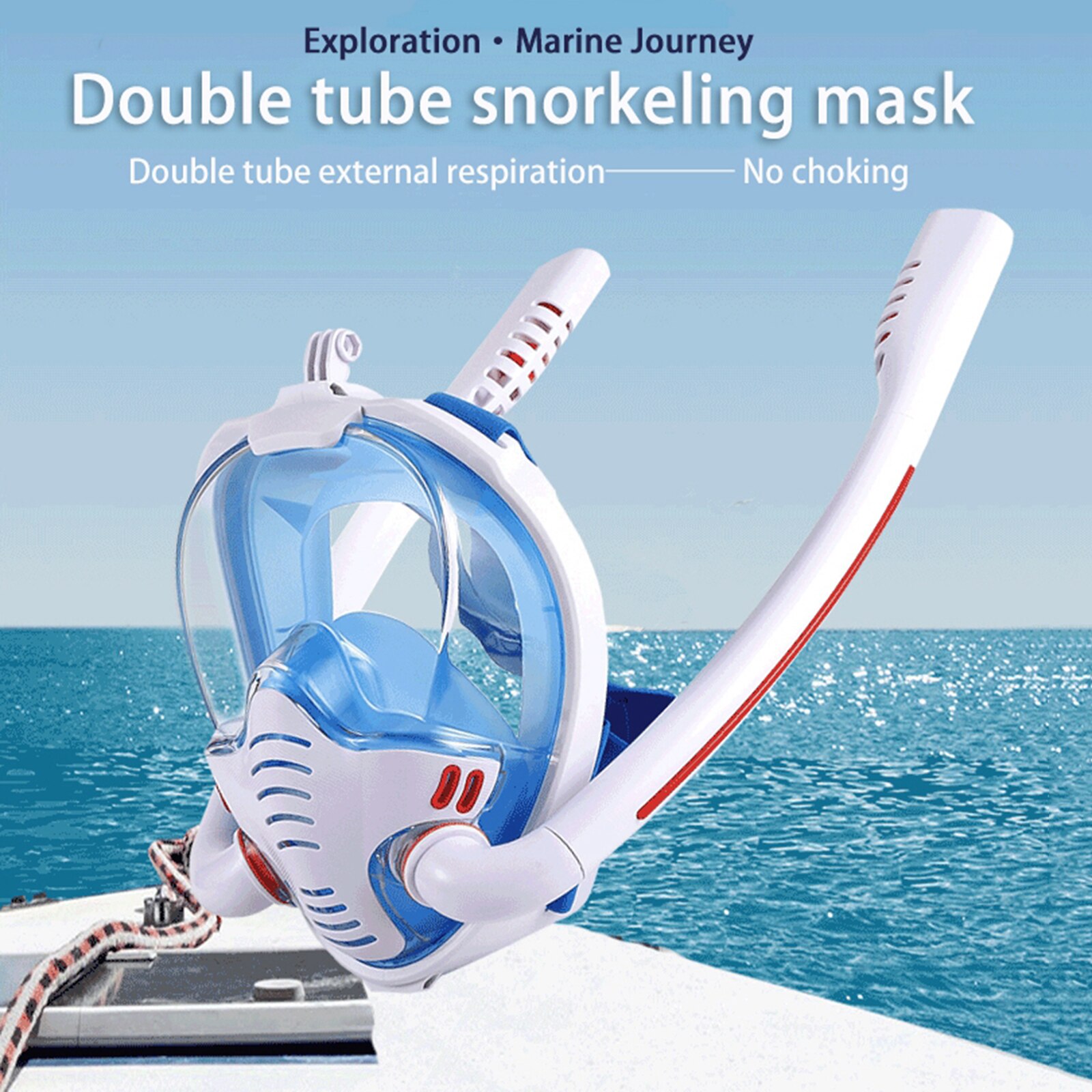 Foldable Waterproof Scuba Full Face Snorkel Mask 180 Degree Anti-Fog Snorkel: White S