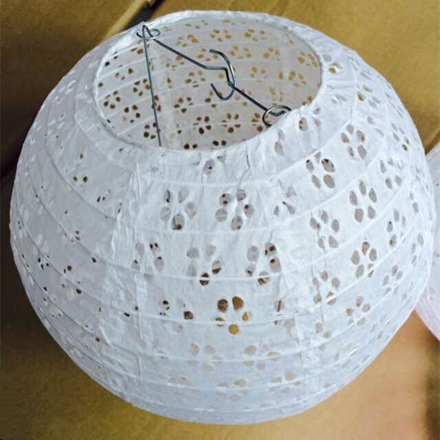 1pc vita ihåliga runda papperslyktor födelsedag bröllopsfest dekor hantverkslampion hängande lykta boll festtillbehör: 16 tum 40cm