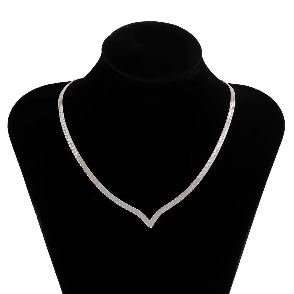 V Vorm Snake Kettingen Kettingen Op De Hals Dames Mode 2022 Korte Choker Ketting Voor Vrouwen Trendy Sieraden Kraag Meisjes: Silver Color