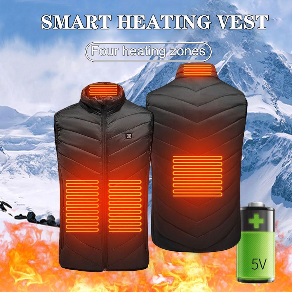 Opvarmningsvest vaskbar usb-opladning opvarmning varm vest tre-hastighedskontrol maksimalt 45 ° c udendørs campingvandring uden batteri