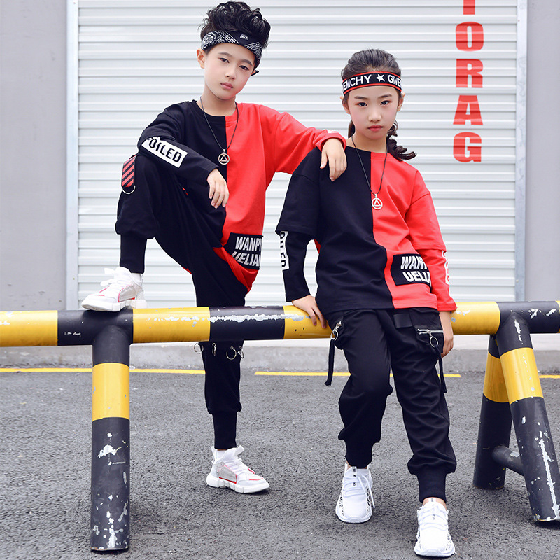 Children Ballroom Dance Clothes for Girls Boys Performance Show Short T Shirt Jogger Pants Jazz Kid Hip Hop Dancing Costume