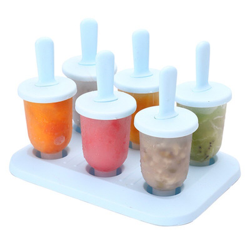 6 Cells Round Shape Summer Accessories Food Grade Lolly Mould DIY Ice Cream Maker Popsicle Molds Dessert Molds Kitchen Tools
