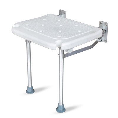 Folding Shower Bench Flip-up Screw-in Bath Seat Wall Mounted Bathroom Chair Stool with Non-Slip Feet Drainage Holes Head Slot: YC5301