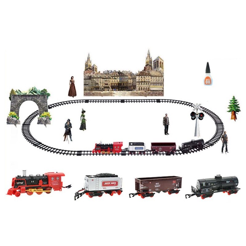 Kinderen Elektrische Afstandsbediening Rail Trein Set Simulatie Diy Montage Model Trein Speelgoed Oplaadbare Classic Stoomtrein: A