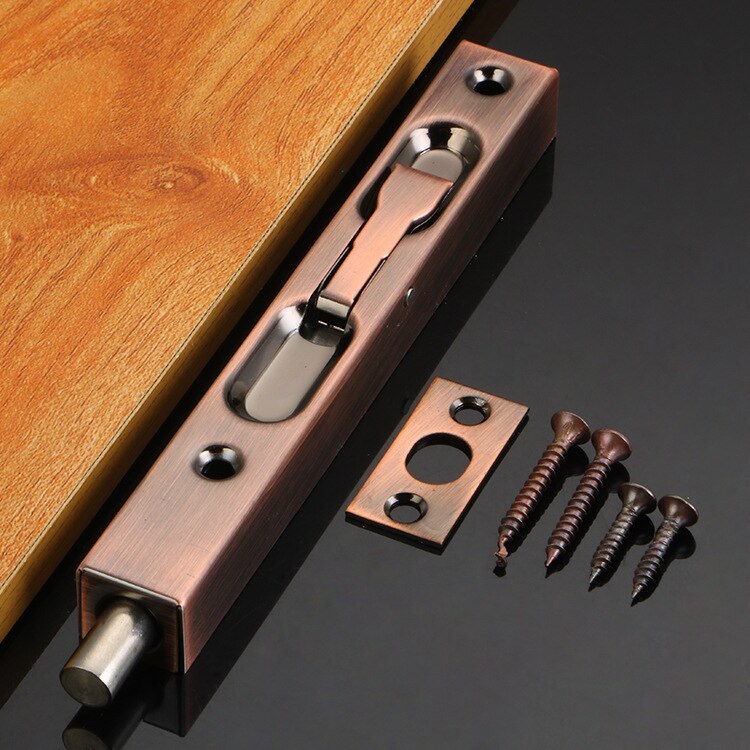 6 Inch Stainless Steel Hidden Door Bolt Security Guard Door Latch Sliding Door Lock Bathroom Bolt Dust Proof Hardware: Red bronze