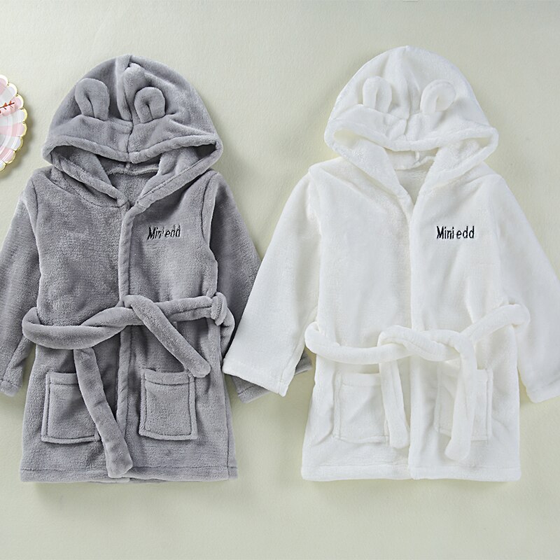 Baby Girls Boys Robes Children Bathrobe Hooded Cap Soft Velvet Robe Pajama Kids Coral Warm Clothes Baby Lovely Home Clothes