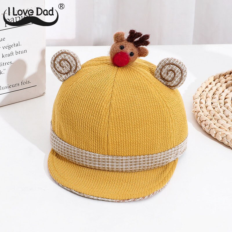 Dessin animé Animal bébé chapeau avec oreilles mignon Elk bébé fille garçon casquette de Baseball doux hiver enfants chapeau enfants casquettes Bonnet: yellow