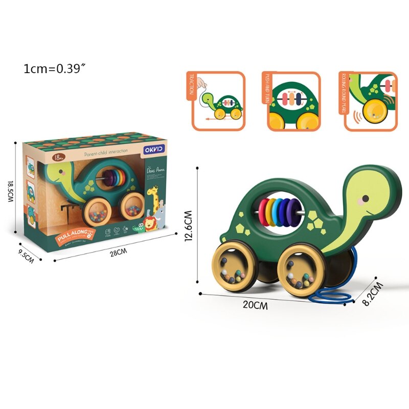 Juguete de cuerda de tracción para coche de bebé, sonajeros para vehículos de arrastre, educativos