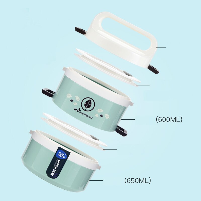 Micro-ondes étanche boîte à déjeuner en plastique enfants récipients de stockage des aliments en acier inoxydable boîte à déjeuner Bento Thermo isolé thermique japon