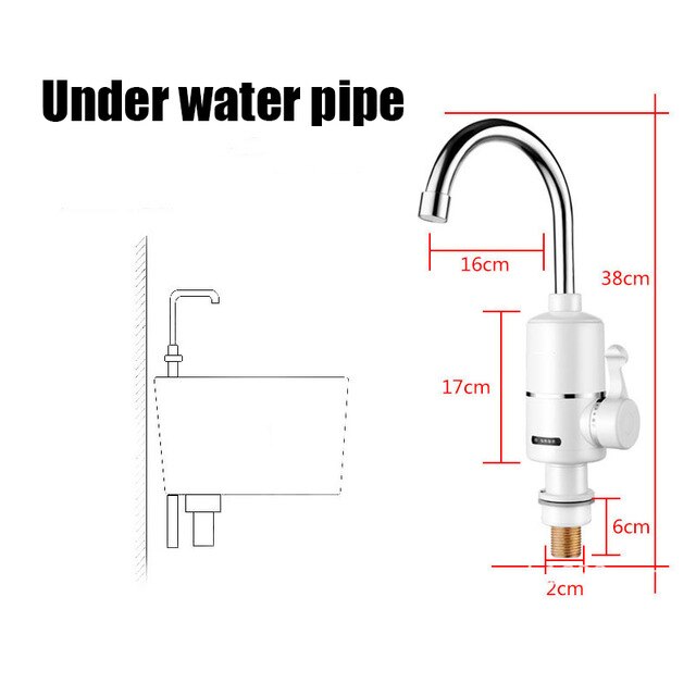 220v Water Heater Bathroom Kitchen instant electric water heater tap temperature display faucet Shower Tankless: White / AU Plug