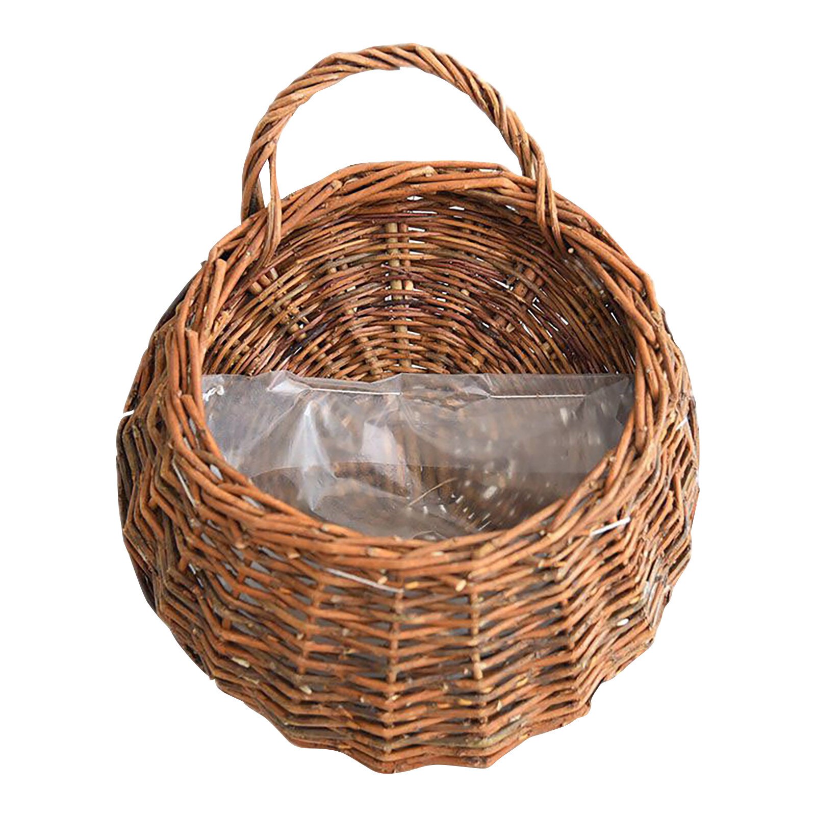 Hand Made Wicker Rattan Flower Basket Green vine Pot Planter Hanging Vase Container Wall Plant Basket For Garden Supplies: Brown