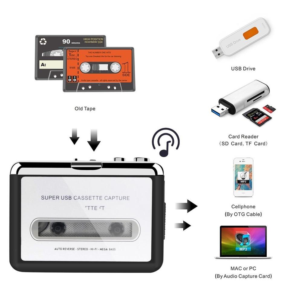 Kassette Player USB Super Tragbare Cassette-to-MP3 Converter Capture Audio Musik Player Band Kassette Recorder