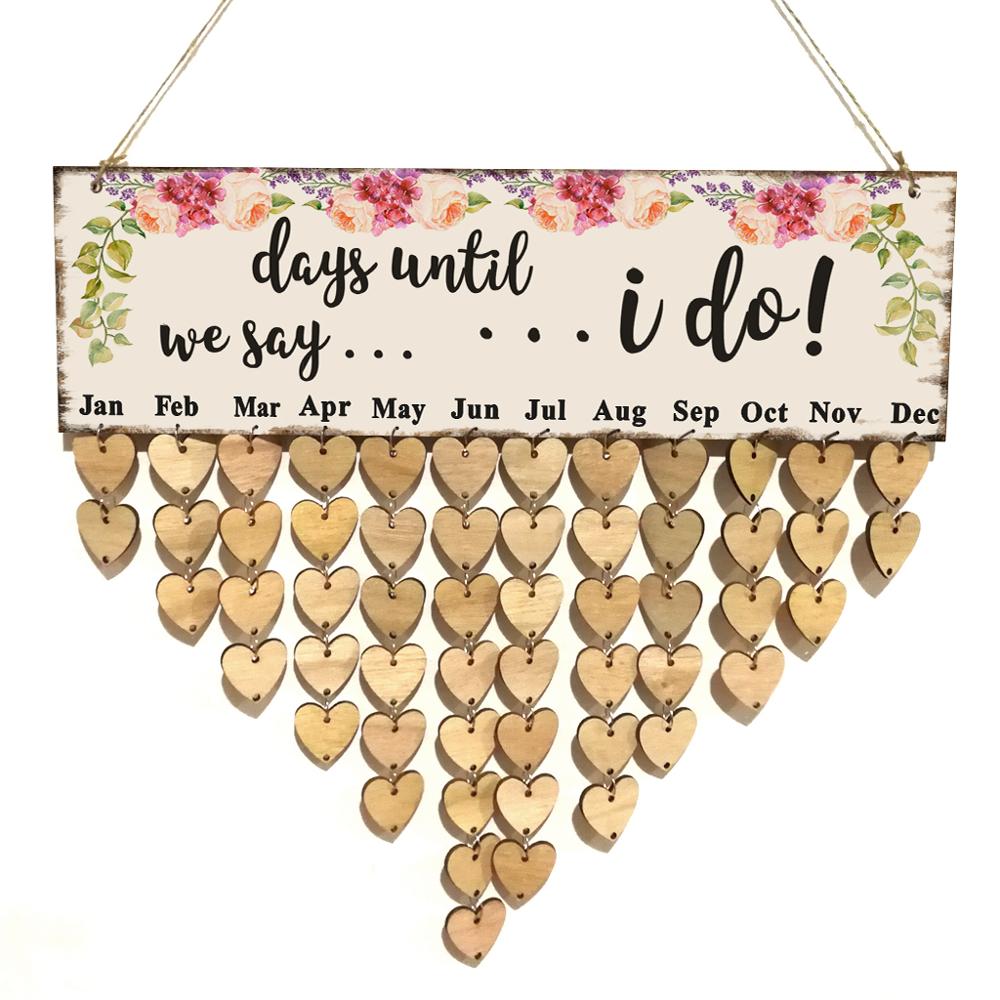 Wedding Bridal Shower Reminder Calendar Board DIY Wall Hanging Sign Crafts Wooden Board Plaque Home Party Decoration Craft: Default Title