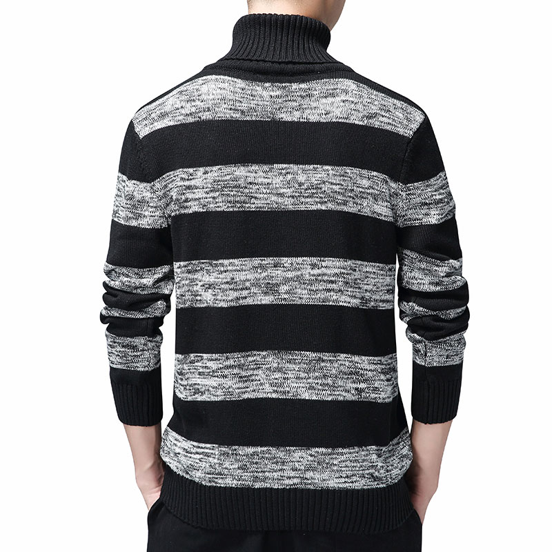 Menn stripet turtleneck genser oversize høst varm bomullsgenser herre genser for menn slim fit genser pull homme klær slim