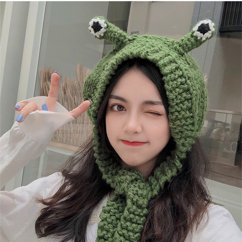 22 farben Frosch Hütte Mützen Gestrickte Winter Hütte Solide Hüfte-hüpfen Skullies Hütte Kappe Zubehör Warme Winter SchöNe weihnachten M026