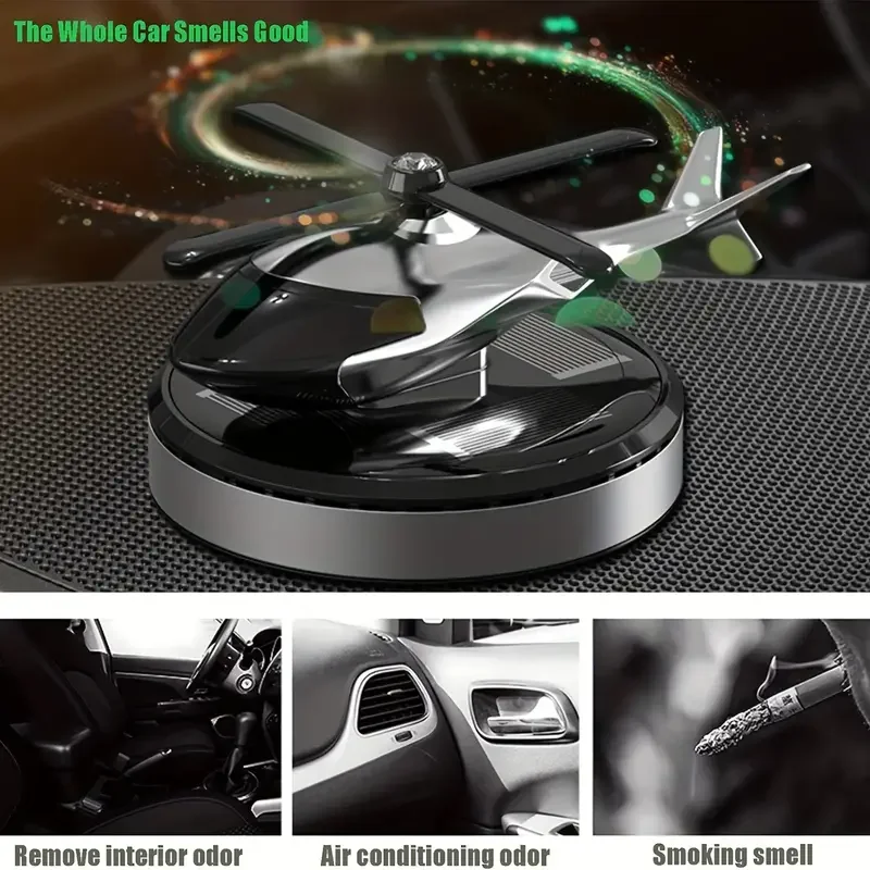 Auto-Lufterfrischer, Solar-Hubschrauber, Styling, dekorative Aromatherapie, Auto-Innenzubehör, Propeller, rotierender Parfüm-Diffusor