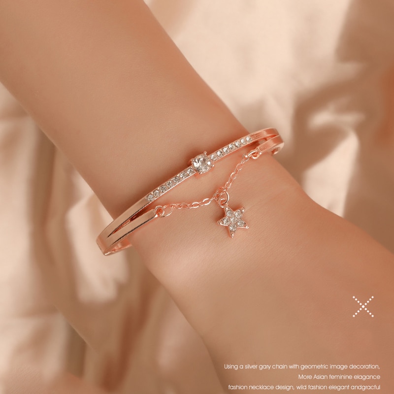 Neue Armbinde Rose Gold Sterne Metall frauen Armbänder Charme Sterne Literarischen Armbinde Schmuck Für Frauen Mädchen