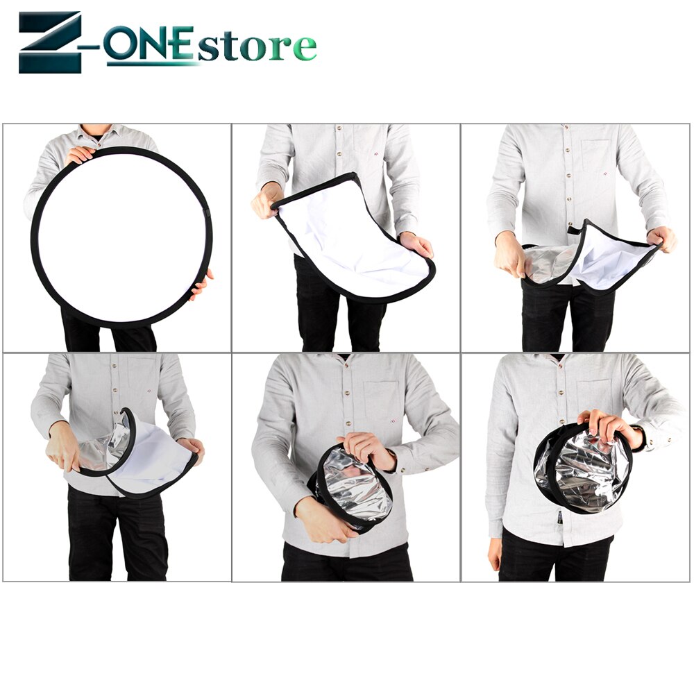 photography 43" 110cm 2-in-1 Silver/White Light Mulit Collapsible Disc Photography Camera Reflector Studio with bag