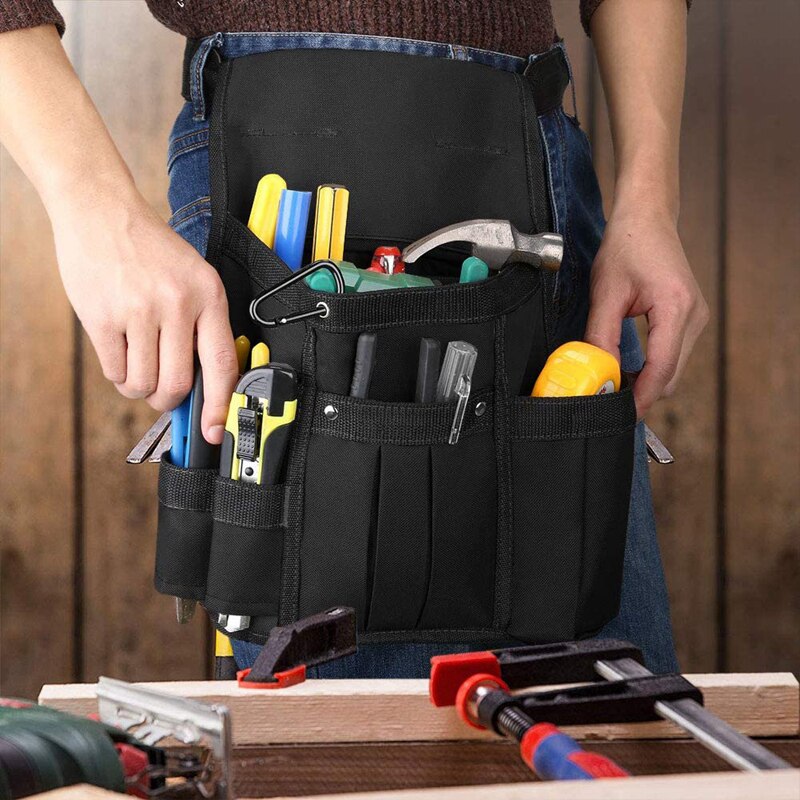 Waist Bag Oxford Cloth Tool Pocket Small Belt Pouch Tool Holder with Adjustable Nylon Belt for Electricians Garden