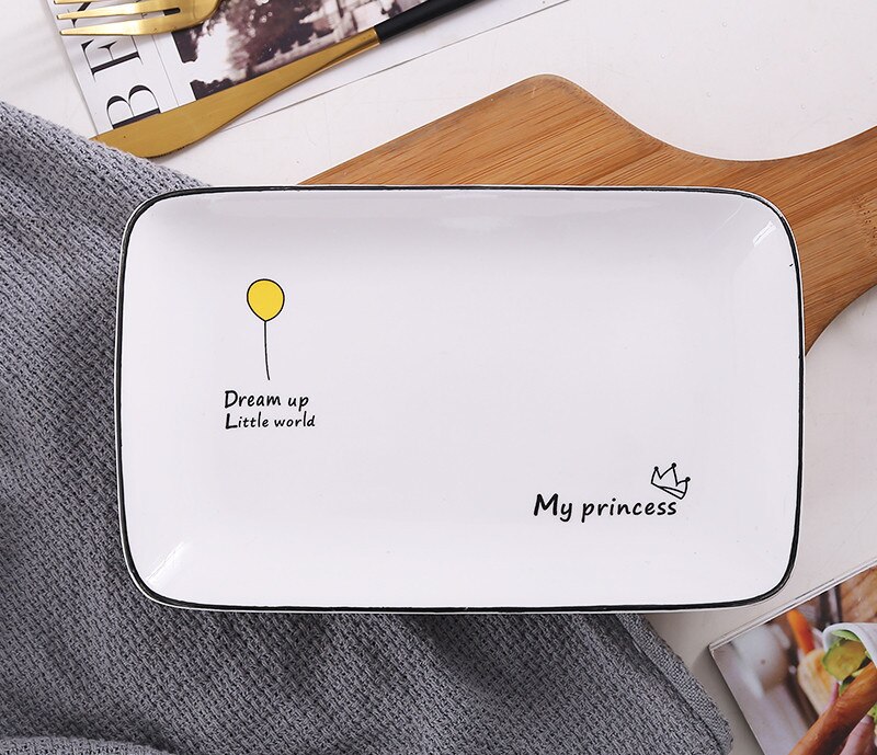 Rectangle Dinner Plate Sushi Plate Dishes And Plates Sets Dessert Vegetable BBQ Dish Set Ceramic Tray Cake Plate Serving Platter: Balloon / 8 Inches