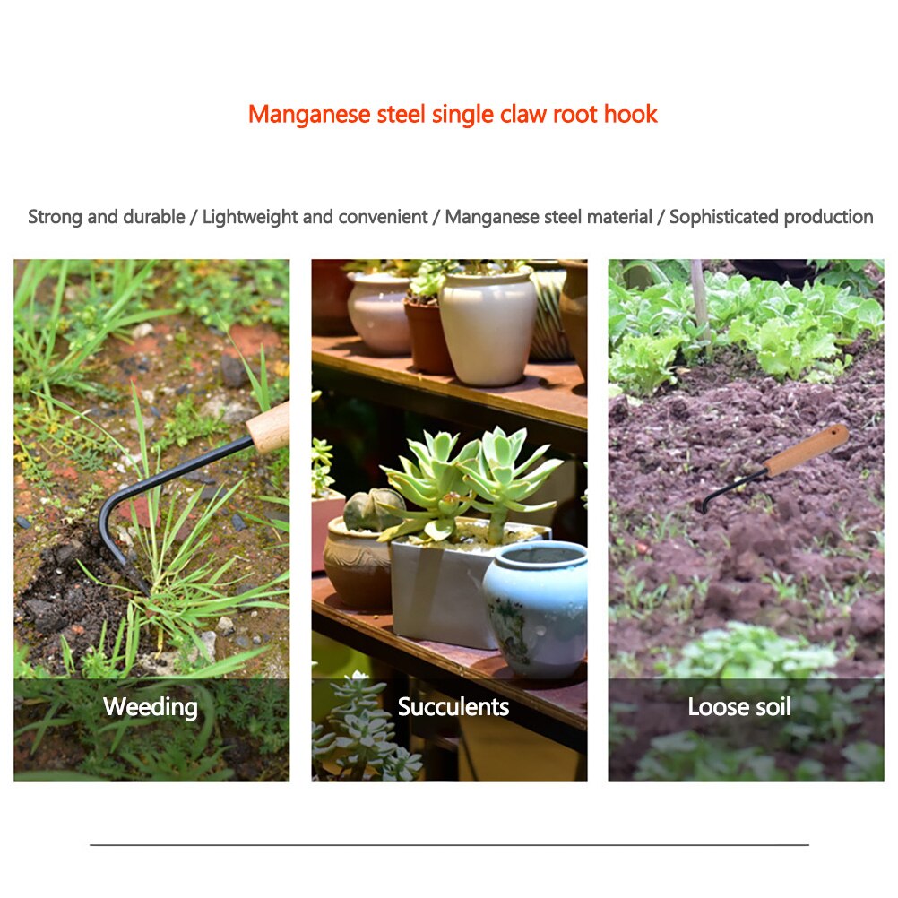 Garden Weeding Hook Manual Weeder With Wooden Handle Outdoor Digging Cultivator And Rust Proof, Easy To Clean