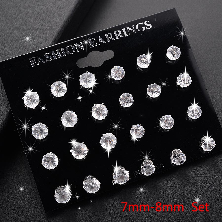 Boucles d&#39;oreilles de mariage en cristal, 12 pièces, blanc brillant, ensemble pour femmes et hommes, accessoires de bijoux, Oorbellen,: 12 Pairs Set C