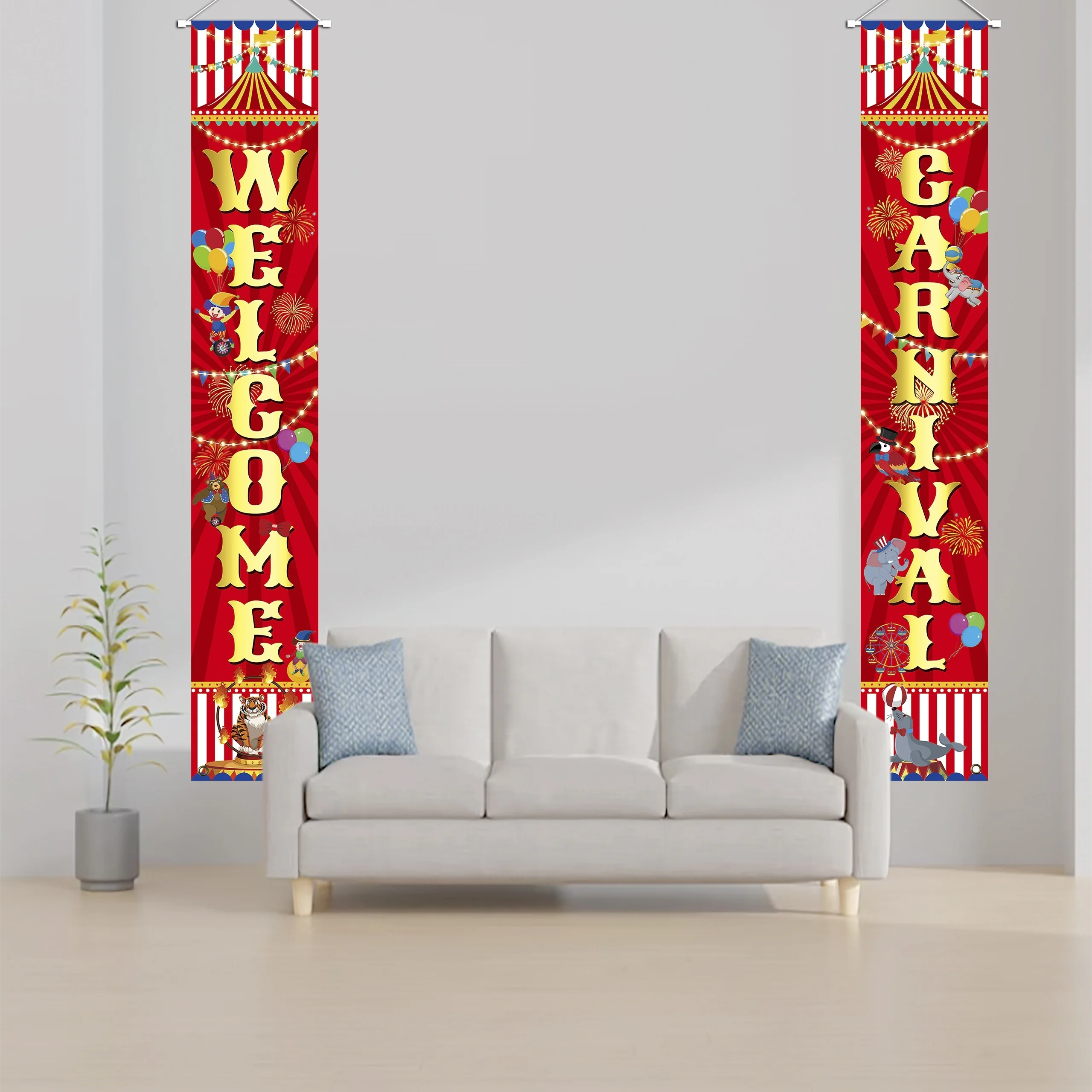 Cirkus karneval tema fest dekoration karneval velkommen dør banner karneval tema fødselsdagsfest forsyninger dekoration