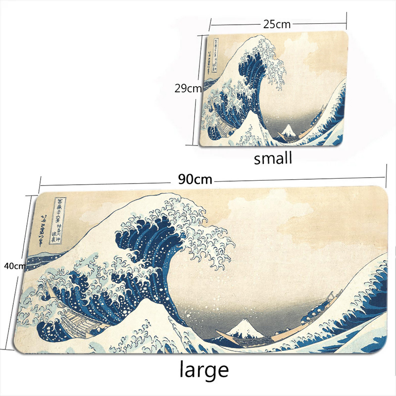 Art Mouse Pad Japan The Great Wave of Kanagawa Large Gaming Mousepad Gamer Keyboard Mouse Mats Office Computer Laptop Desk Mat: XXS / BROWN