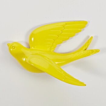 Muurstickers Swallow Home Decor Woonkamer Slaapkamer 3d Muurstickers Decoraties Ornamenten Hars Vogel Beeldje Standbeeld Op Muur: Yellow large 1