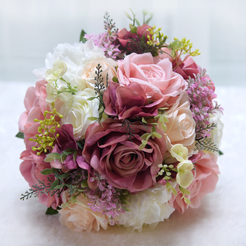 Kyunovia Natürliche Strauß ramos de novia Hochzeit Blumen pfingstrose seide Eco Blumen Brautjungfer Blumensträuße Elfenbein Hochzeit Strauß D152: Bild B