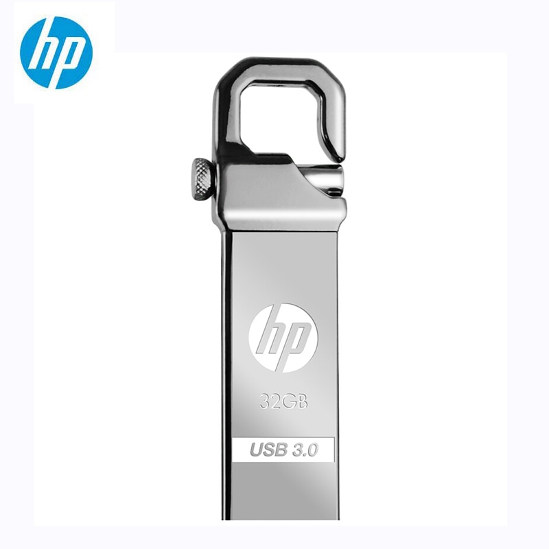 Unidad Flash USB de Metal HP 32GB 64GB DIY Pendrive X750W Cle USB 3,0 memoria Stick llave gancho de pulgar bloqueo Fles disco en llave