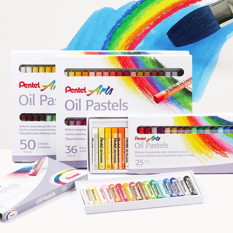 Pentel phn 25/36/50 farver runde farveblyanter til børn sæt blød olie pasteller tegning pen til børn kunstforsyninger