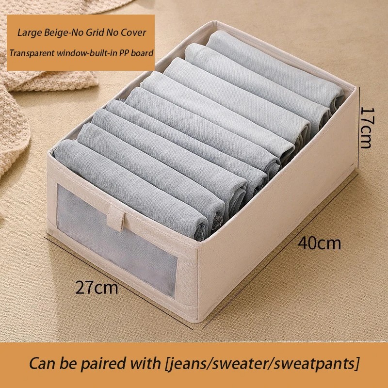 Caja de almacenamiento piezas pantalones, organizador de ropa, armarios y cajones, cajas plegables de tela para dormitorio, organización del hogar, 1 unidad: Azul oscuro