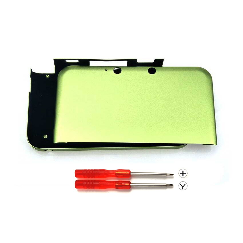 YuXi Aluminum Hard Metal Box Protective Shell Front + Back Cover Case For Nintend 3DS XL LL with screwdrivers Repair Tool: Green