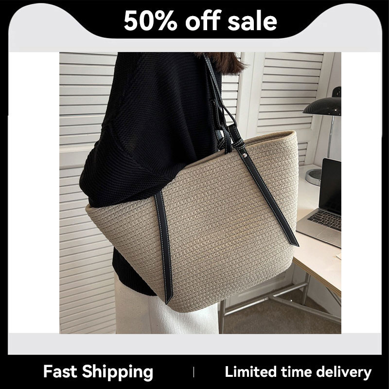 Bohemian Stijl Strandtassen Hoge Capaciteit Handgemaakte Stro Handtas Bakken Casual Reis Strandtas Boodschappentassen Portemonnee Damestas