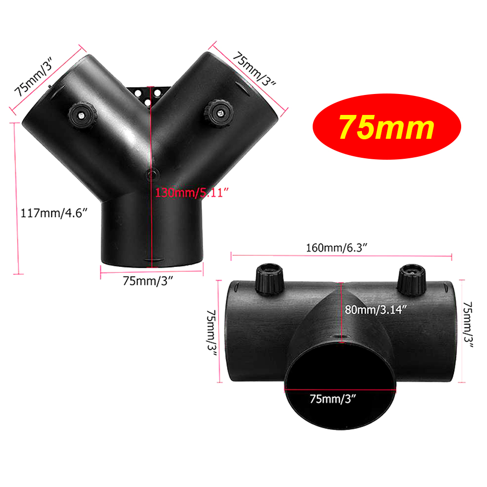 60Mm/75Mm Auto Verwarming Uitlaat Connector T/Y Socket Connector Verstelbaar Met Interne Flip Cover Geschikt Voor Webasto Verwarming