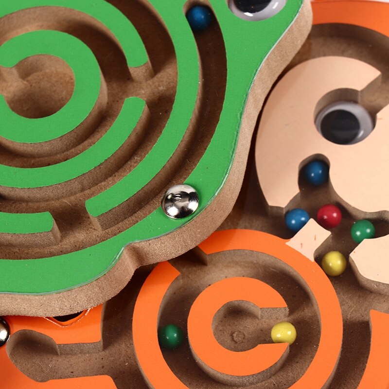 Magnetische Pen Labyrint Ball Game Houten Kinderen Magnetische Pen Kraal Walking Puzzel Speelgoed 2-7 Jaar Oud