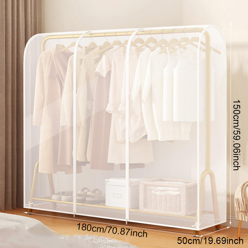 Clothes Hanger Dust Cover Bedroom Drying Rack Dust Cover Cloth Translucent Coat Suit Storage Bag Dormitory Supplies