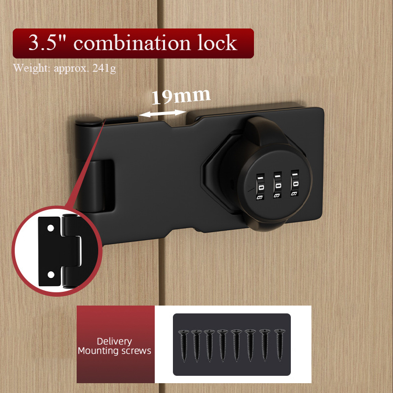 90° combination lock security lock for refrigerator cabinets and drawers sliding door lock for file cabinets bedroom door lock: Black & White