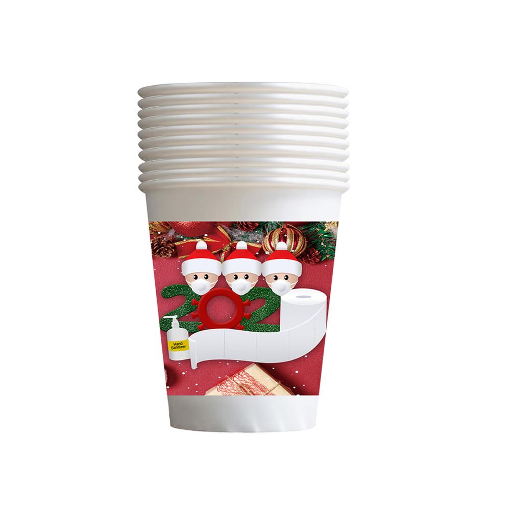 10pcs Christmas Disposable Paper Cups 9oz Christmas Family Coffee Cup Leak-proof Coffee Cups: 10pcs for 3 persons