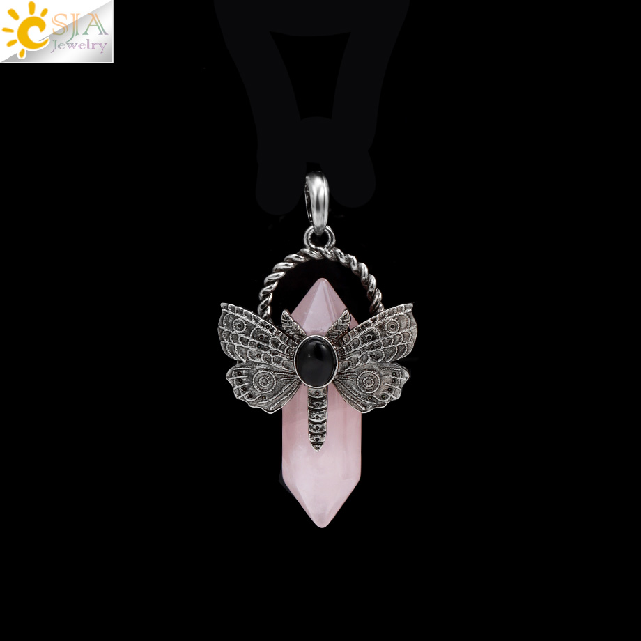 Collar de libélula, colgante de cristal de piedra Natural, fluorita curativa, labradorita, cristal blanco, labradorita, amatistas, joyería H479: Con recubrimiento de titanio